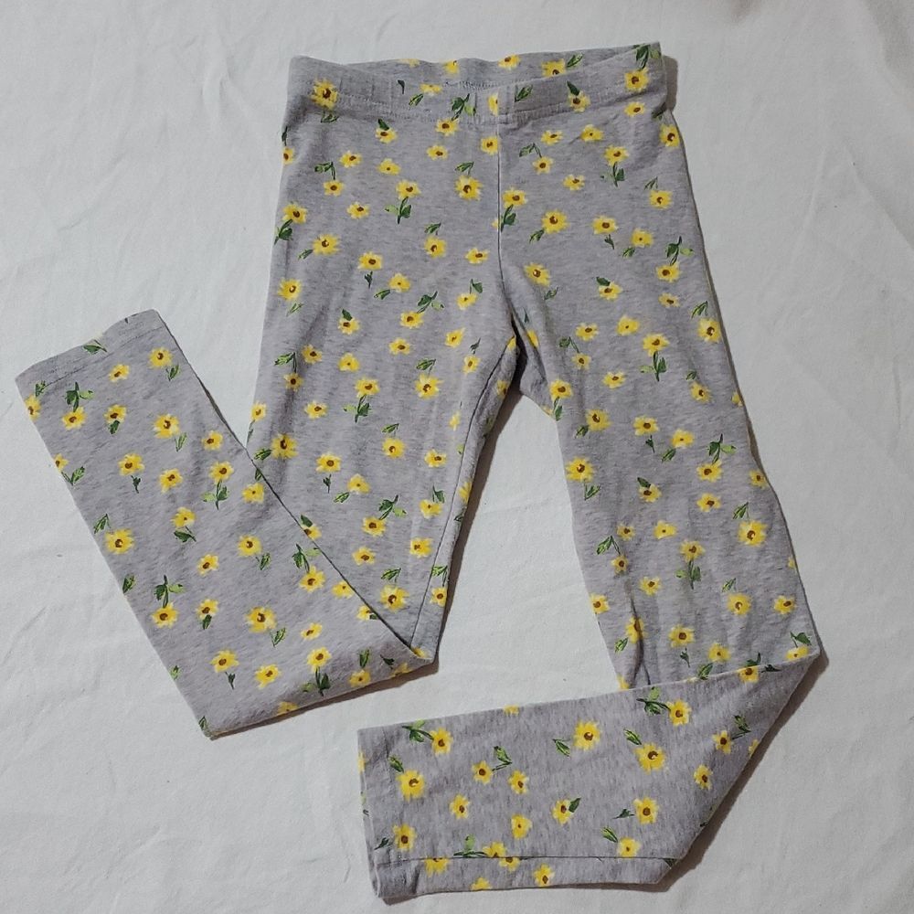 Old Navy Girls Size 8 Gray Leggings with Yellow Floral Pattern 🌏5/$10🌏